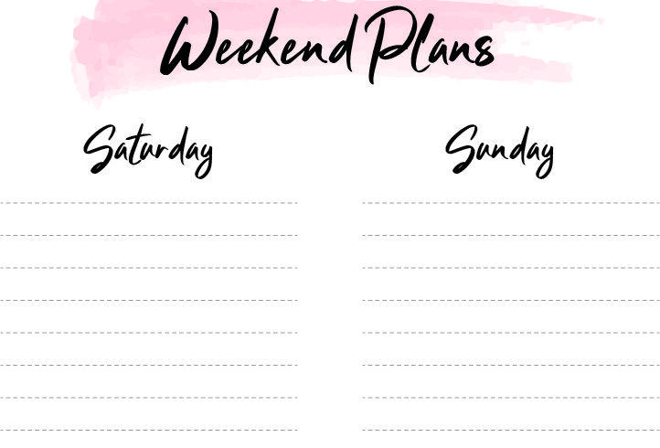 Weekend Plans Watercolor Swash Printable Pink | Marching North