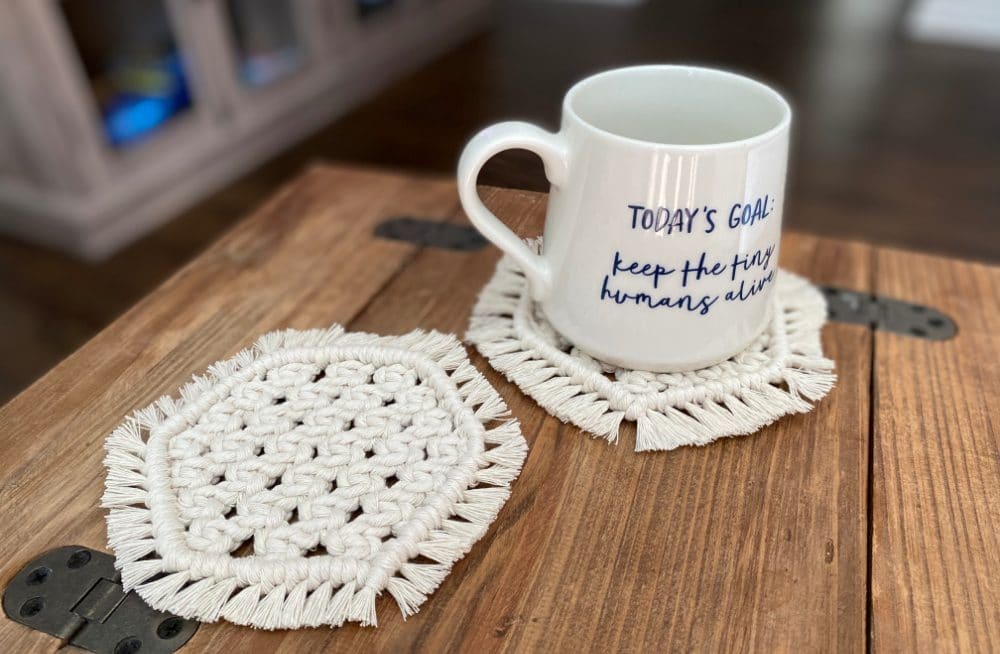 Hexagon Macrame Mug Coasters Free Pattern Video Marching North