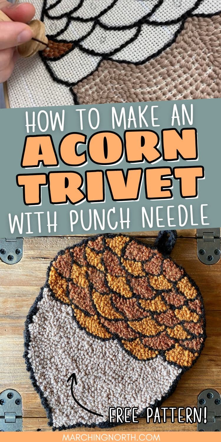 Punch Needle Acorn Trivet Pinterest pin