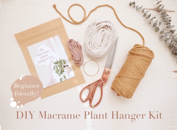 Macrame Plant Hanger Kit. Beginner Easy Craft Kit. DIY Macrame Kit