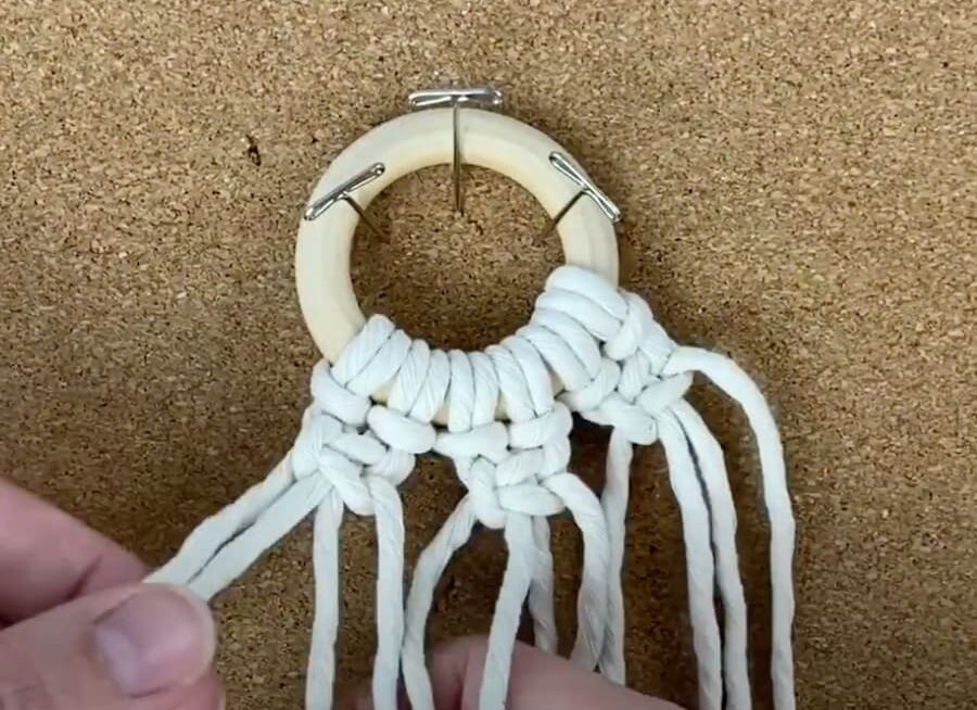 Macrame Christmas Ornaments//DIY Macrame how to wrap a wooden ring with  macrame cord 