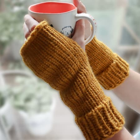 Knitted Fingerless Gloves  Beginner Knitting 