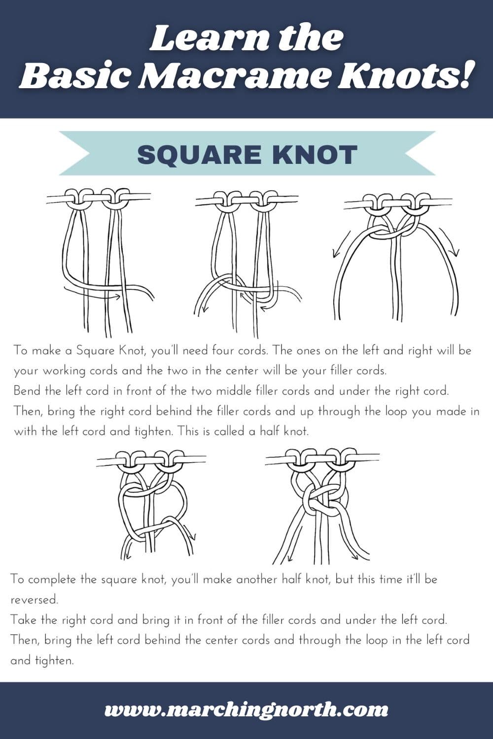 Learn 17 Basic Macrame Knots PDF Guide For Beginners Marching North