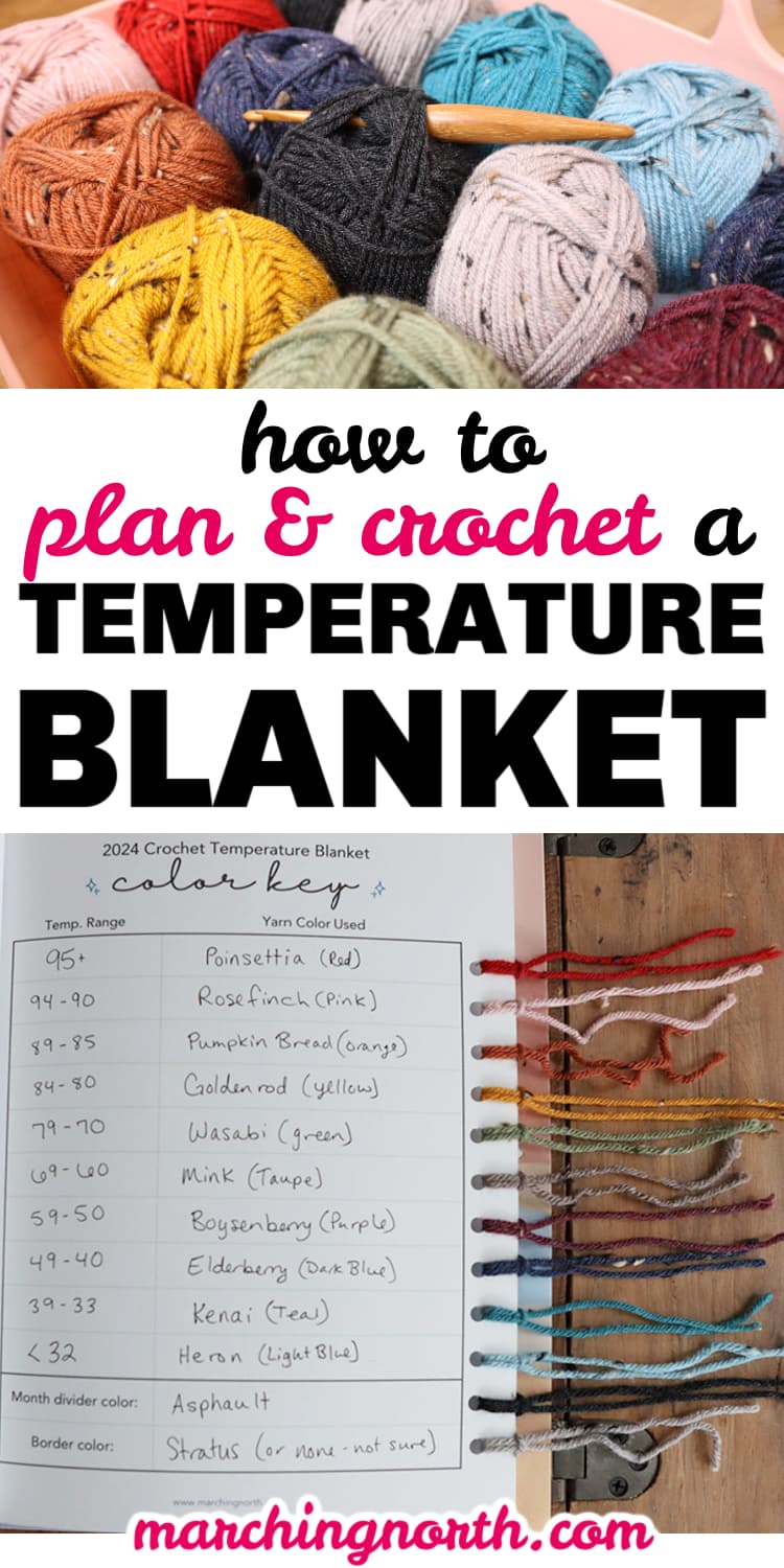 Temperature Blanket Color Chart, Reusable Wood Card, Crochet