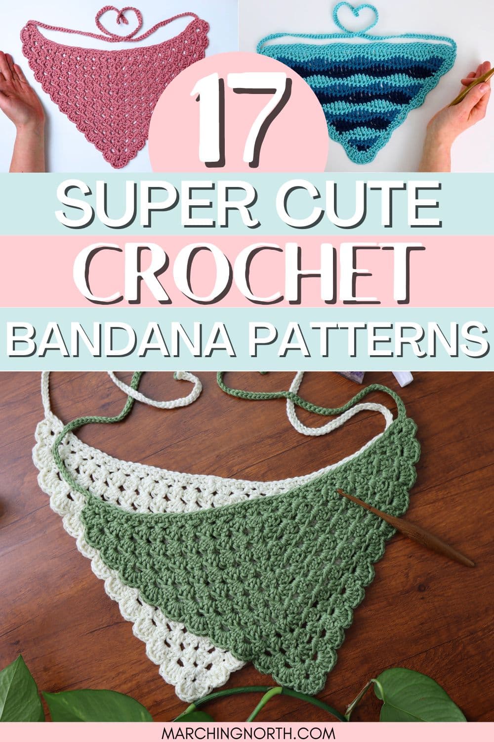 Pinterest pin for crochet bandana patterns post