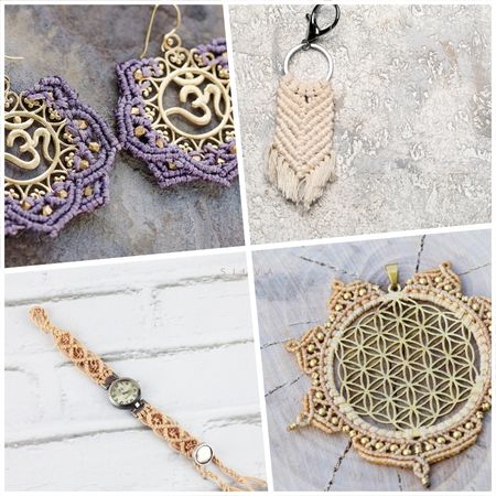 Various awesome micro macrame designs including jewelry, home decor, and accessories, showcasing intricate knots and creative patterns.