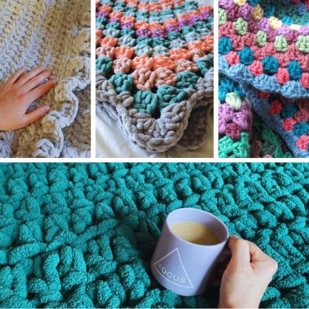 featured image for 60 chunky crochet blanket post