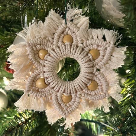 Featured image for Macrame Snowflake Ornament post