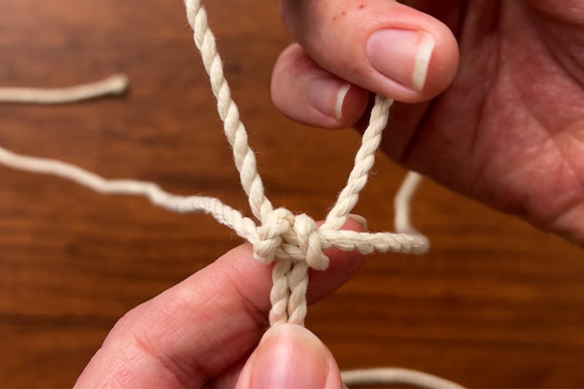 close up of larks head knot